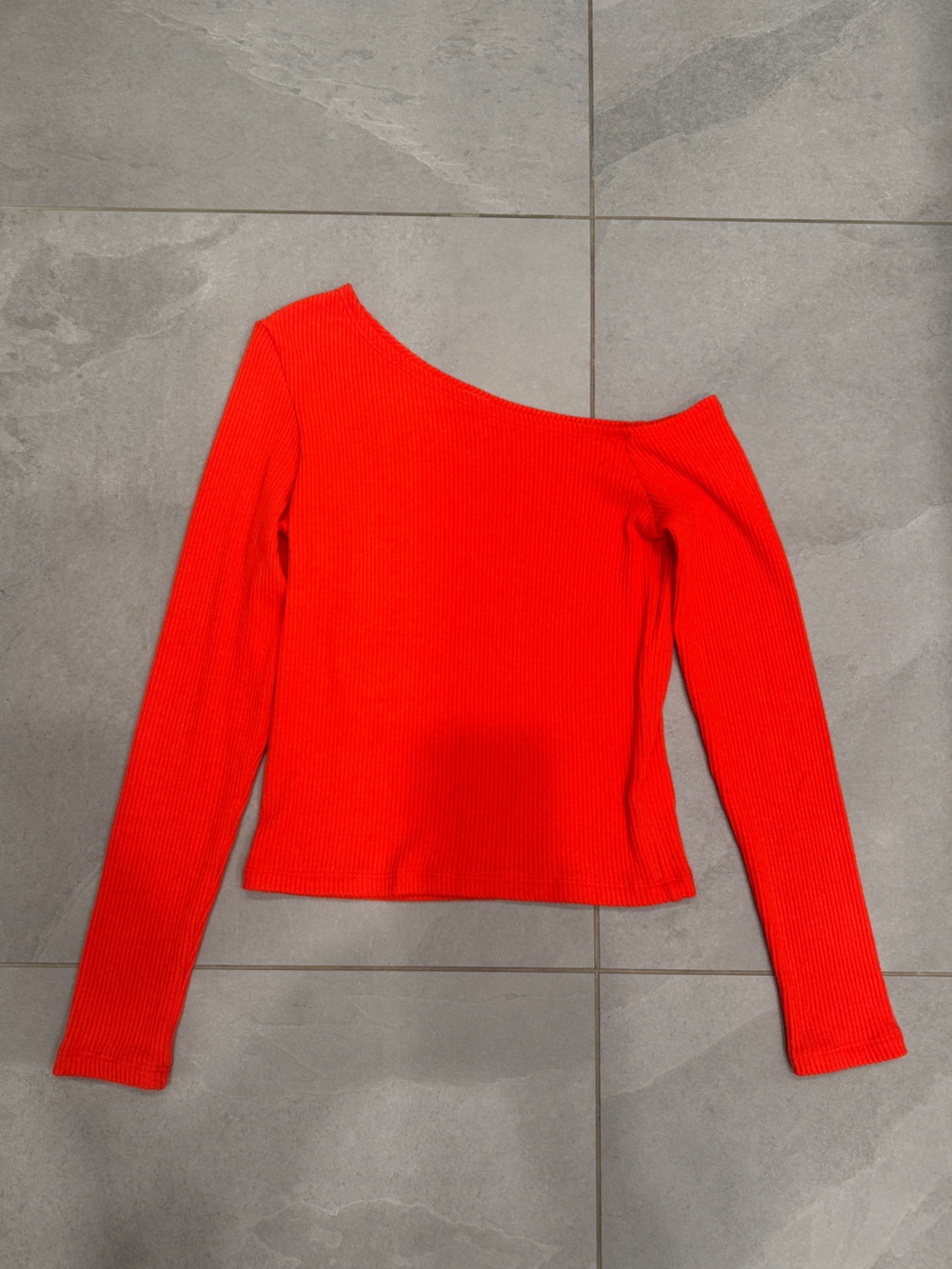 LNA Vibrant Red Ribbed Crewneck Sweater